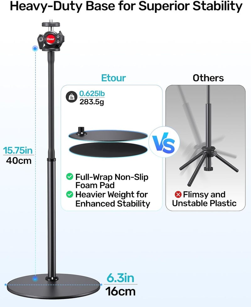 Etour Webcam Stand for Desk, Upgraded Gooseneck Web Camera Tripod & 360° Swivel Ballhead for Logitech Webcam C922 C930 C930e C920 C920s C920x C960 C615 BRIO NexiGo N60 with 1/4" Thread - Image 2